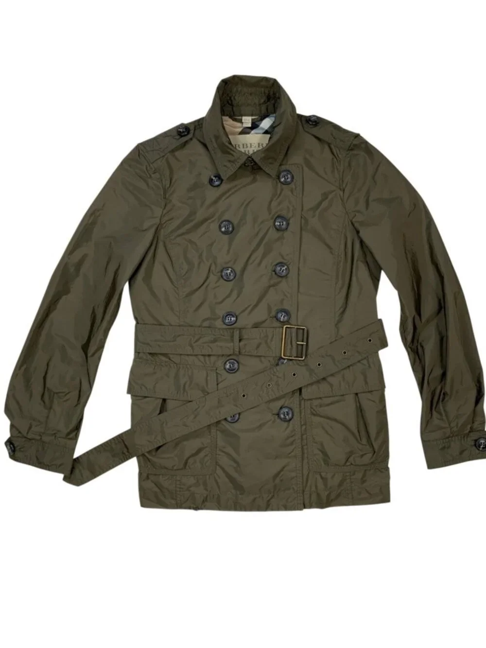 Burberry Brit Double Breasted Trench Coat Jacket US 8 Green - Picture 16 of 16